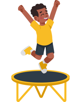 boy playing in a trampoline isolated png