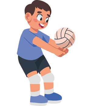 cute boy practicing volleyball isolated png