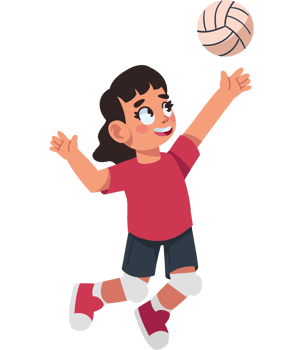 girl cartoon practicing volleyball isolated png