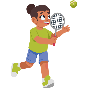 cute girl playing tennis isolated png