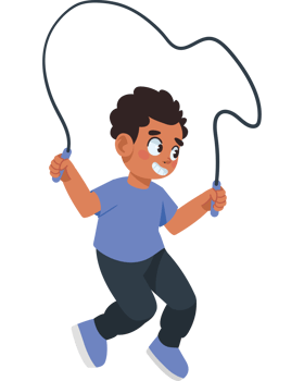 little boy cartoon with skipping rope isolated png