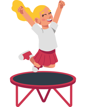 girl playing in a trampoline isolated png