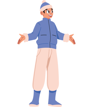 cartoon man wearing winter clothes isolated png