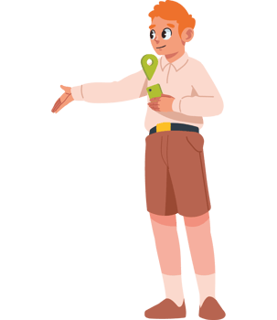 guy with navigation app phone isolated png