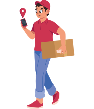 delivery man using gps location isolated png