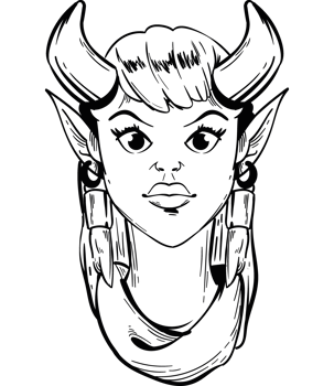 elf woman face drawing sketch isolated png