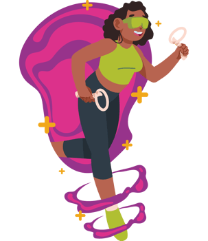 woman with vr glasses connecting to metaverse isolated design png