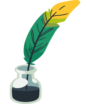 feather pen in ink bottle cartoon isolated png