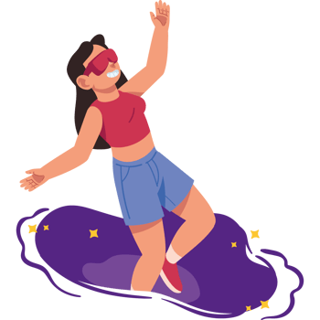 cute woman in digital glasses in metaverse isolated png
