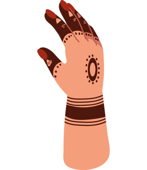 indian henna tattoo on female hand isolated icon png