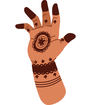 indian henna tattoo on hand design isolated png