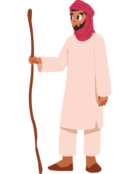 bedouin man with stick isolated png