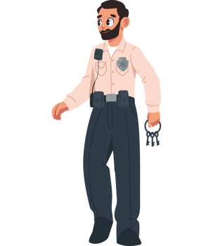 prison guard with keys isolated png