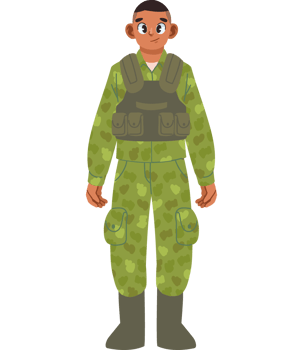 military officer with bulletproof vest isolated png