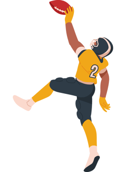 american football player with ball design png