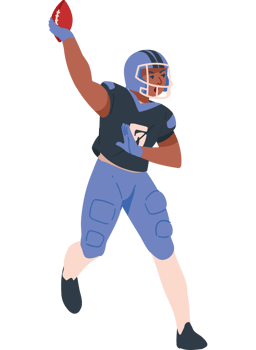 american football player and ball isolated png