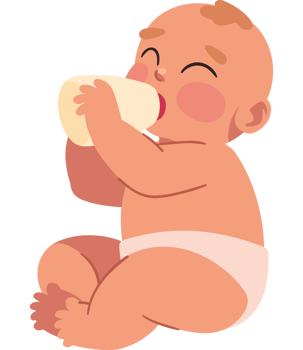 babies characters with bottle isolated png