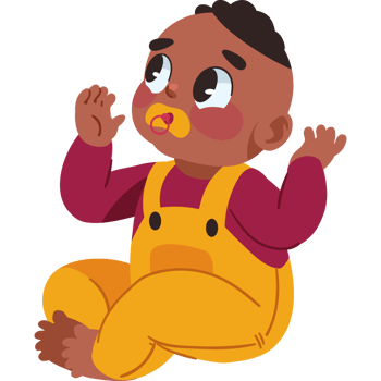afro baby character with pacifier isolated png