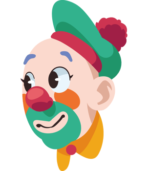 happy clown head character isolated png