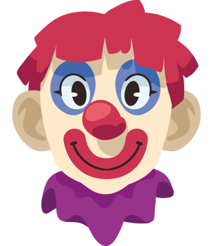 happy clown head cartoon isolated illustration png