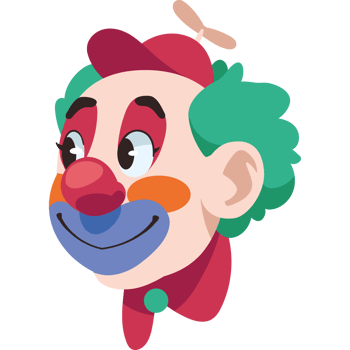 happy clown head with bow tie isolated png