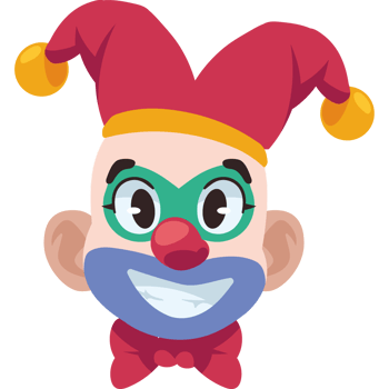 happy clown head with hat isolated icon png