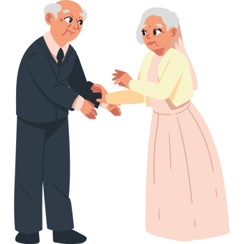 old couple in golden wedding isolated png