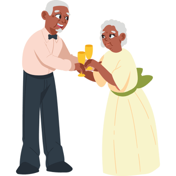cute couple golden wedding isolated png