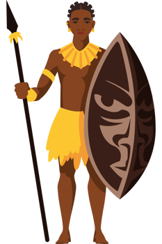 african wild warrior with weapon isolated png