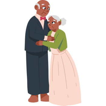 couple in golden wedding 50th anniversary isolated png