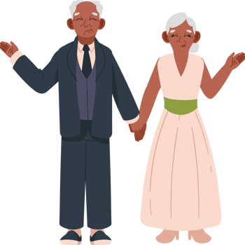 cute grandparents golden wedding isolated png