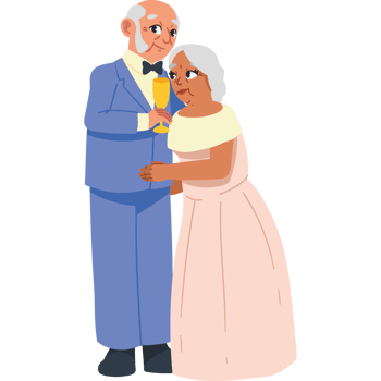 couple golden wedding isolated png