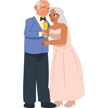 older couple golden wedding isolated png