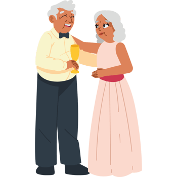 couple and 50th golden wedding anniversary isolated png
