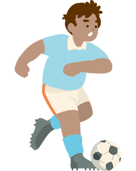 boy soccer player with ball isolated png