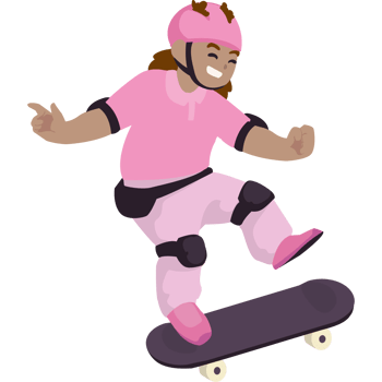 girl skater practicing skateboarding isolated png
