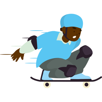 young skater boy rides a skateboard isolated png
