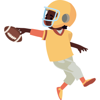 african boy playing a american football isolated png