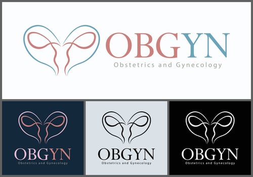 OBGYN obstetrics and gynecology clinic line art love medical care logo set template design vector
