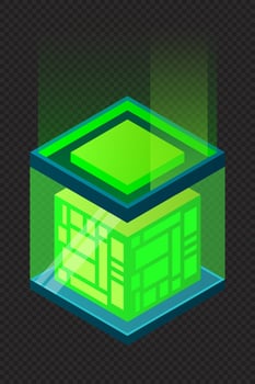 Isometric database. Futuristic server. Big data isometric. Cloud computing and file cloud storage. Isometric technology. vector