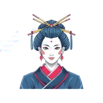 Geisha Cyberpunk illustration in flat design style vector