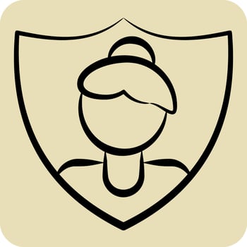 Icon Woman Safety. related to Feminism symbol. hand drawn style. design editable vector