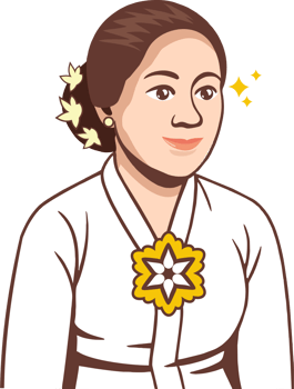 A cartoon woman in a white dress with a gold necklace png