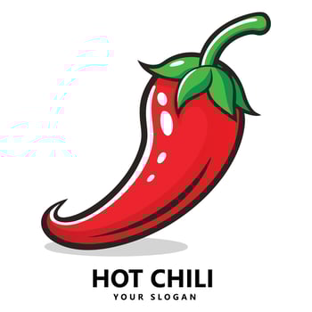 Spicy Chili Logo Icon with Red Pepper for Food, Restaurant, or Hot Sauce Branding vector