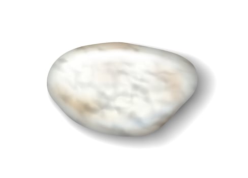 Illustration of a smooth white stone on a plain white background. The stone features subtle tones of beige and gray, symbolizing purity and calmness. vector