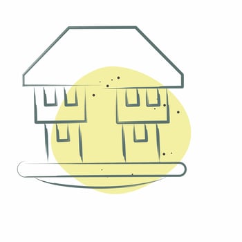 Icon Bungalow. related to House symbol. Color Spot Style. design editable vector
