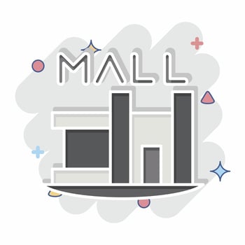 Icon Shopping Mall. related to House symbol. comic style. design editable vector