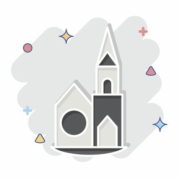 Icon Chapel. related to House symbol. comic style. design editable vector