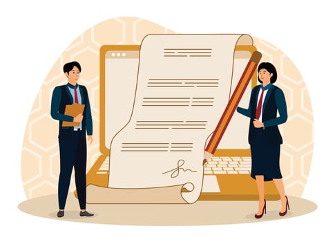 People signing Legal contract. vector