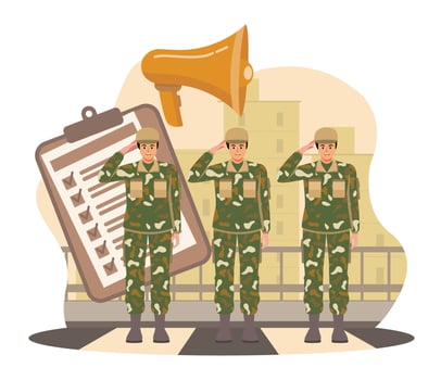 Compulsory military service concept. vector
